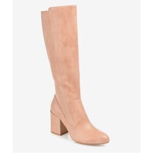 Journee Collection Tavia Boots 6.5 NWOT Peach Tan Knee High Tall Heel Riding